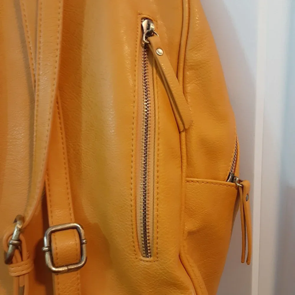 ANTIK KRAFT PU Bailey Mustard Yellow Basket Weave Backpack